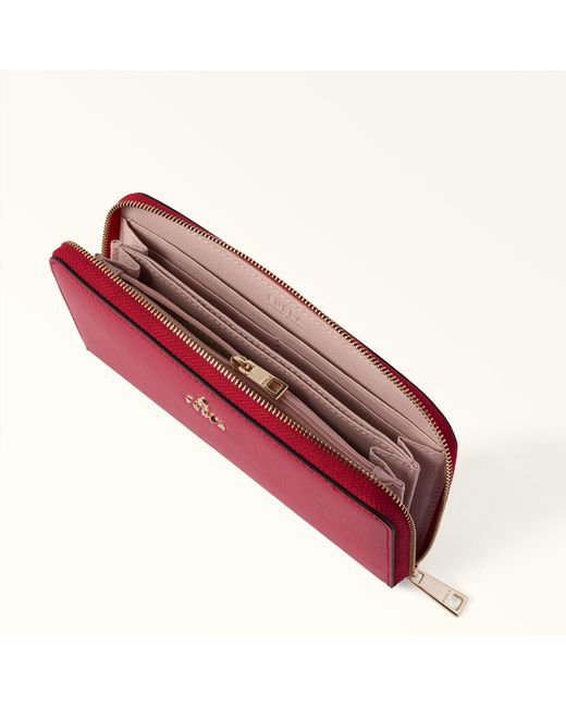 Furla Camelia Zip Around Ruby Textured Leather