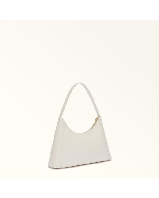Furla White Diamante Shoulder Bag Panna Soft Calf Leather