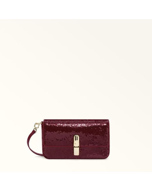 Furla Red Iride Crossbody Ribes G Paillettes Fabric