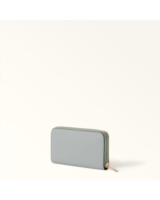 Furla Gray Camelia Zip Around Toni Nebbia Sidney Calf Leather + Patch Four Leaft-Clover