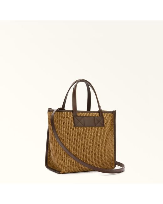 Furla Metallic Divide It Tote Toni Freesia Tuscany Woven Colorblock + Soft Calf Leather