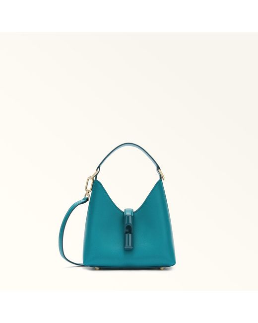 Furla Blue Iride Mini Bag Amatore Textured Leather