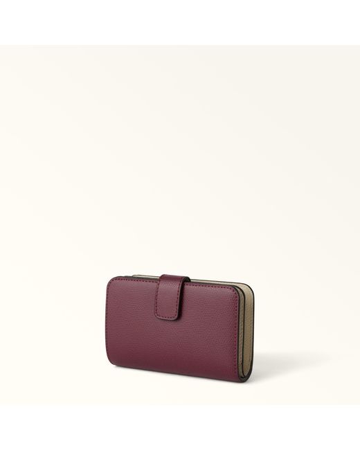 Furla Purple Camelia Compact Wallet Apple Textured Leather