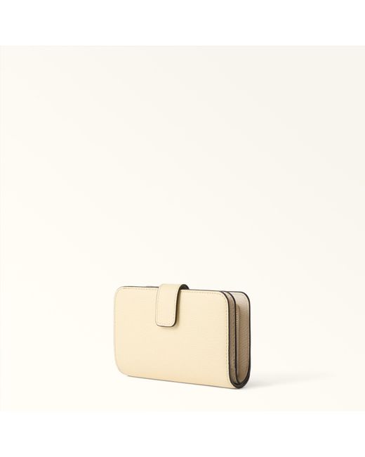 Furla Natural Camelia Compact Wallet Cremino Textured Leather
