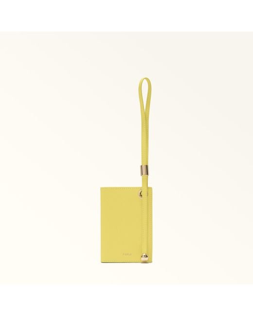 Furla Yellow Laura Card Case M Textured Leather