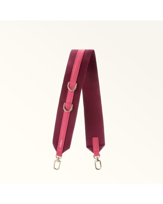 Furla Red Fiona Shoulder Strap Toni Velvet Ribbon Fabric + Sidney Calf Leather