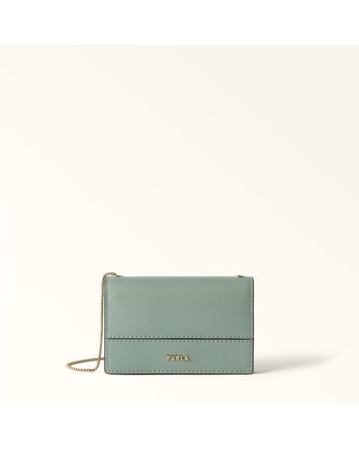 Furla Green Lia Card Case Winter Sky Sidney Calf Leather
