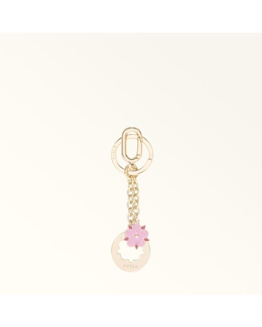 Furla Natural Crystal Keyring Sakura Metal + Enamel
