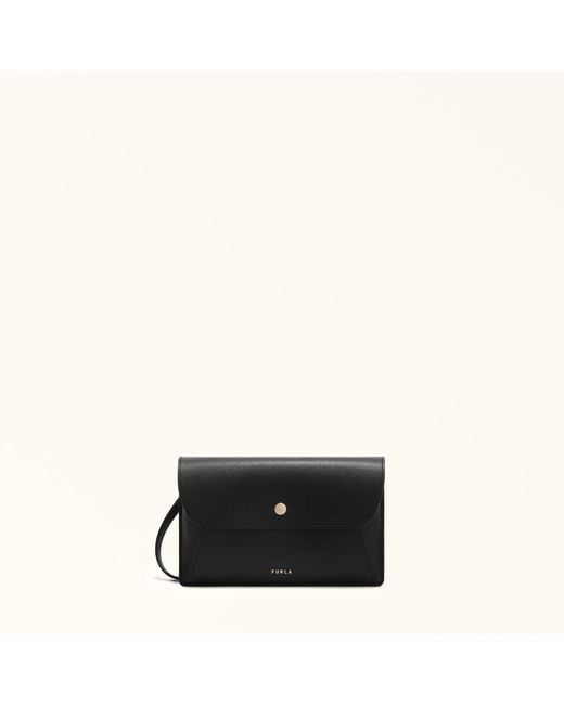 Furla Black Lea Pouch Nero Textured Leather