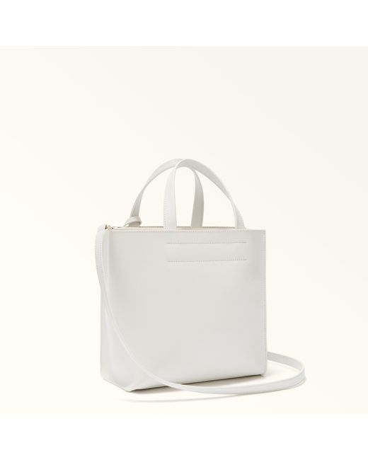 Furla White Divide It Tote Marshmallow Sidney Calf Leather