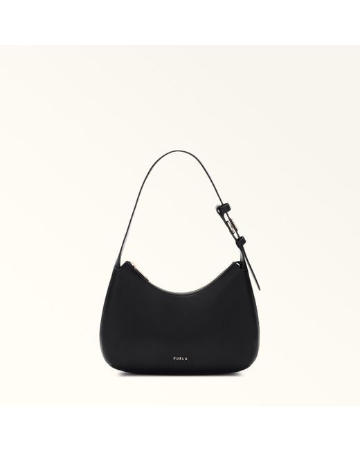 Furla Women's Black Febe Shoulder Bag Nero Sidney Calf Leather