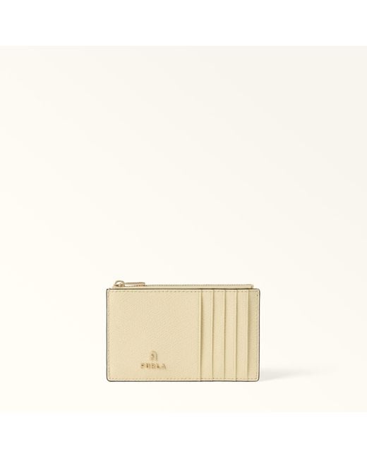 Furla Natural Camelia Card Case Cremino Textured Leather
