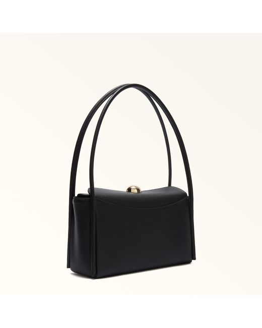 Furla Black Nicole Shoulder Bag Nero Night Calf Leather + Sidney Calf Leather