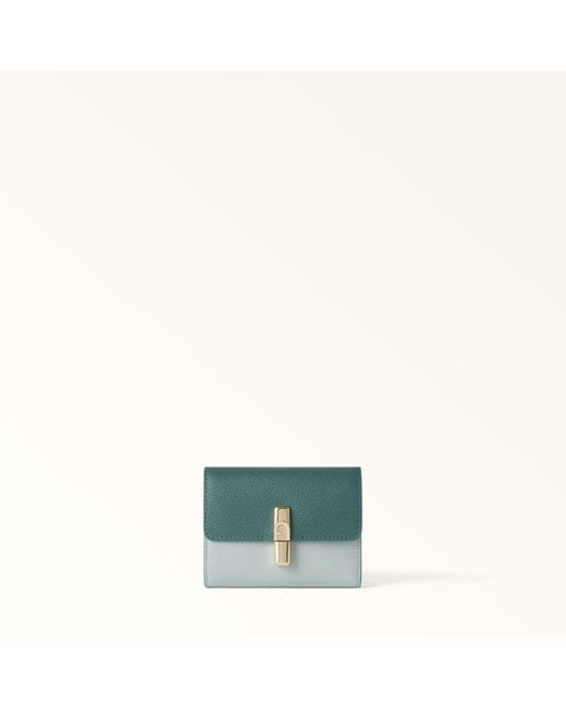 Furla Green Iride Compact Wallet Edera Textured Leather