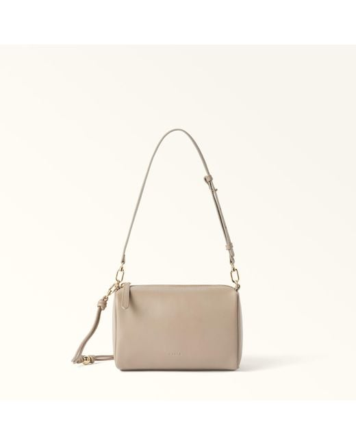 Furla Natural Talia Crossbody Linen Nappa Leather
