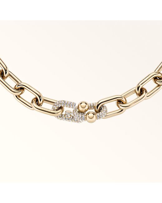 Furla Metallic Mianuvola Necklace Color Argento Metal + Strass