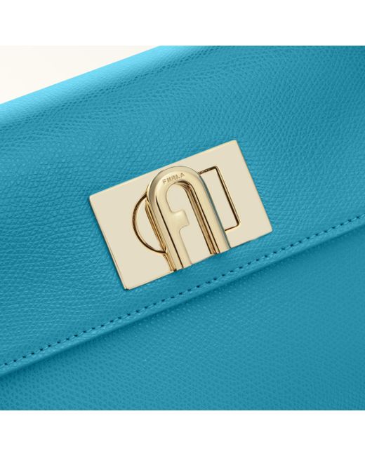 Furla Blue 1927 Top Handle Mini Turchese A Textured Leather