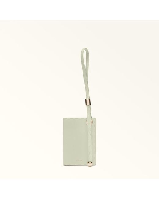 Furla Natural Laura Card Case Light Salvia Textured Leather