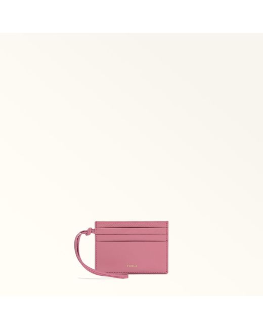 Furla Pink Allegra Card Case Blush Sidney Calf Leather