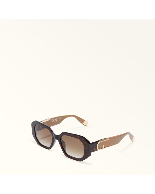 Occhiali Da Sole Dark Havana Acetato Color-Block Donna di Furla in Brown
