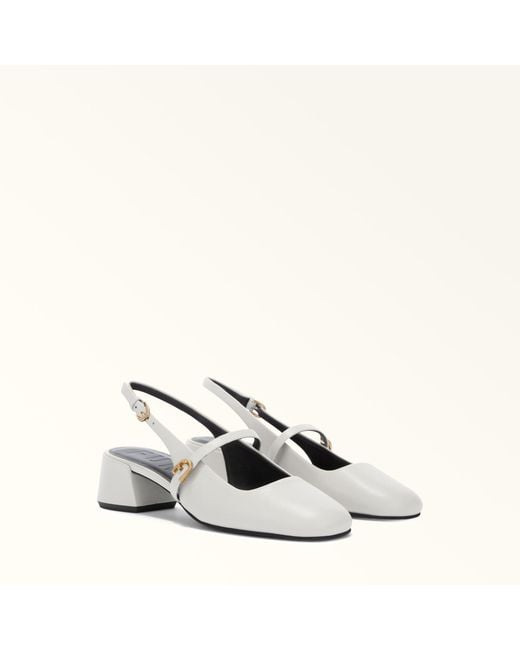 Furla White Chic Mary Jane Marshmallow Smooth Leather