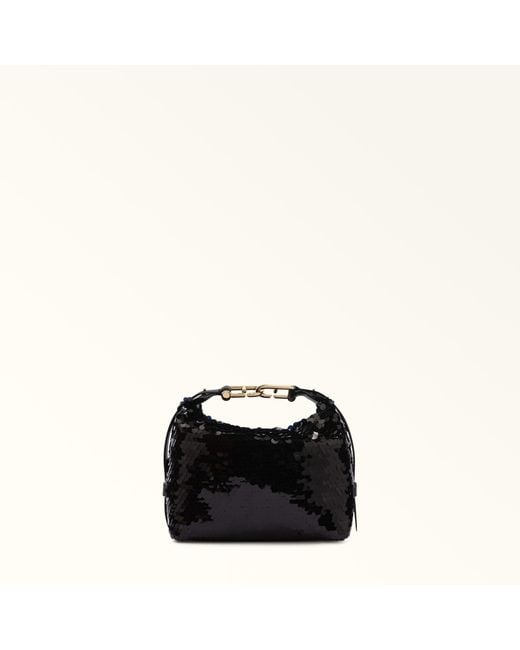 Furla Black Tonie Mini Bag Nero Paillettes Fabric