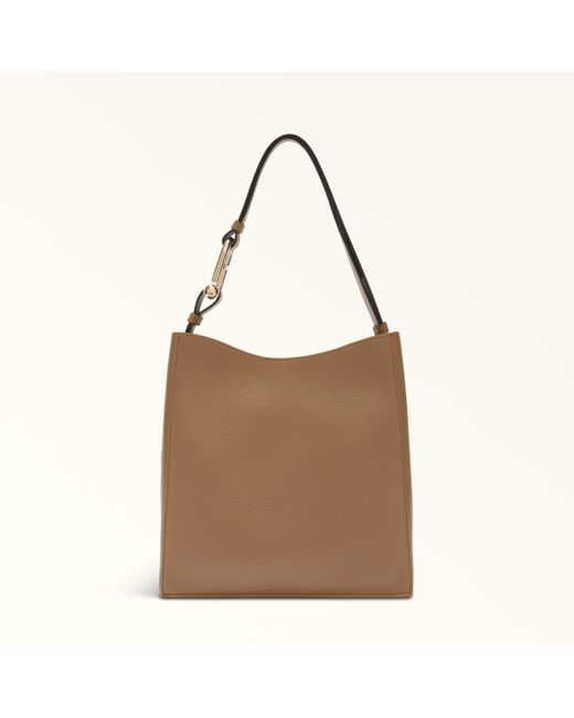 Furla Brown Nuvola Beuteltasche Deserto Genarbtes Kalbsleder Damen