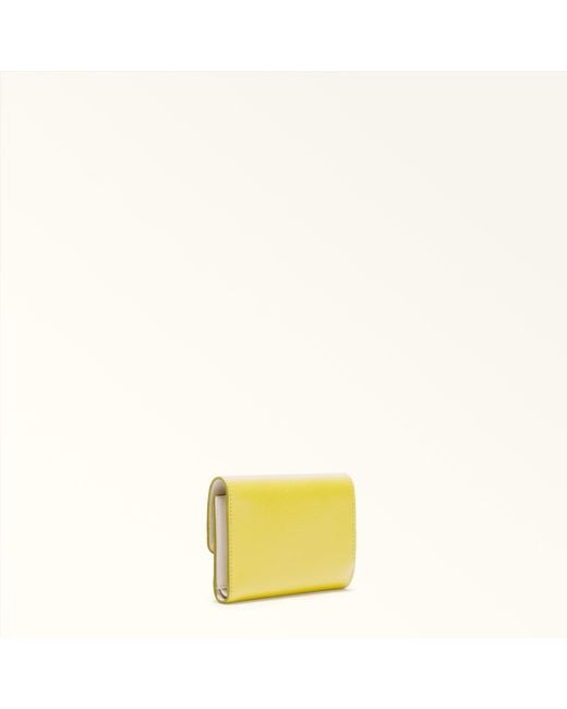 Furla Yellow Iride Compact Wallet Museum Textured Leather