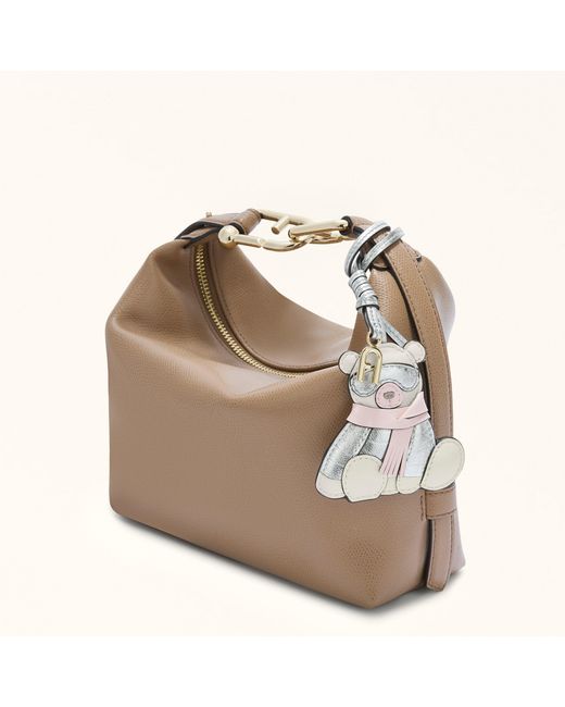 Furla Natural Allegra Charm Toni Panna Nappa Leather + Metal Dattero Lux Calf Leather