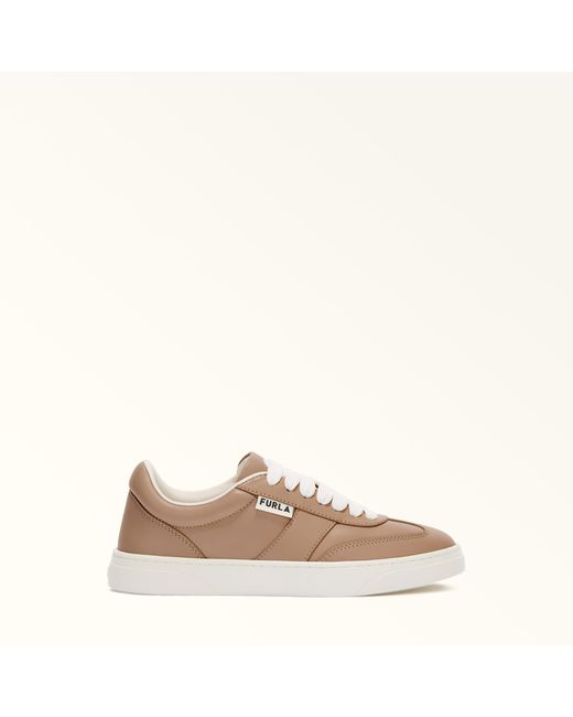 Furla Natural Step Sneakers Greige Smooth Leather