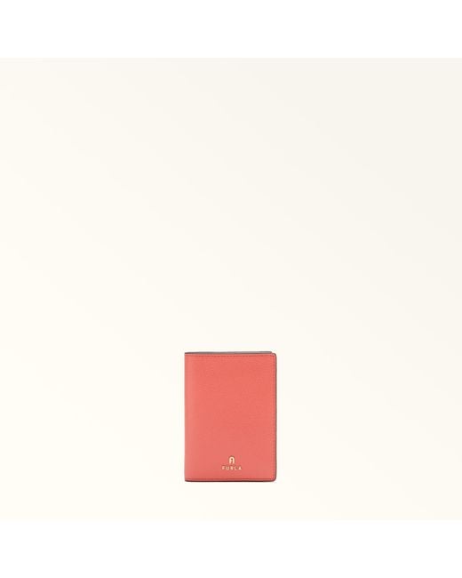 Furla Pink Camelia Passport Holder S Aperitivo Textured Leather