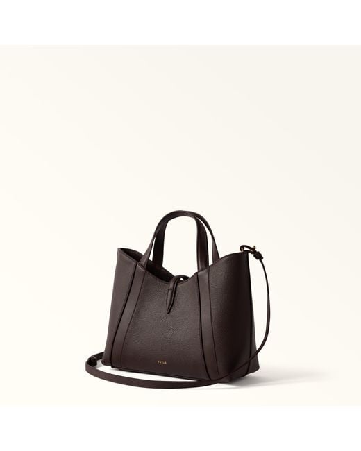 Furla Brown Goccia Tote Cioccolato Night Calf Leather + Sidney Calf Leather