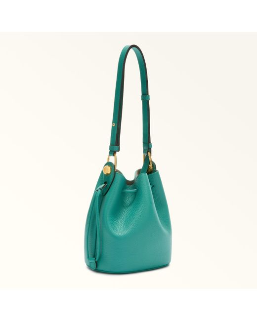 Furla Blue Sfera Beuteltasche Mini Lake Genarbtes Kalbsleder + Weiches Kalbsleder Damen