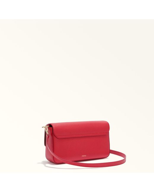 Furla Iride Crossbody Ruby Textured Leather