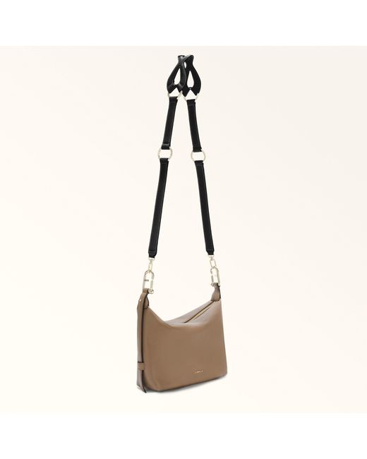 Furla Natural Fiona Shoulder Strap Nero Sidney Calf Leather