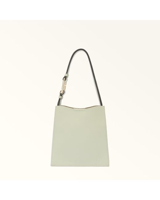 Furla Natural Nuvola Bucket Bag Mini Light Salvia Grained Calf Leather
