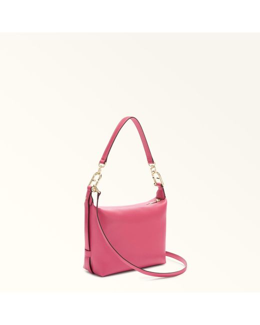 Furla Pink Tonie Shoulder Bag Velvet Ares Soft Textured Leather