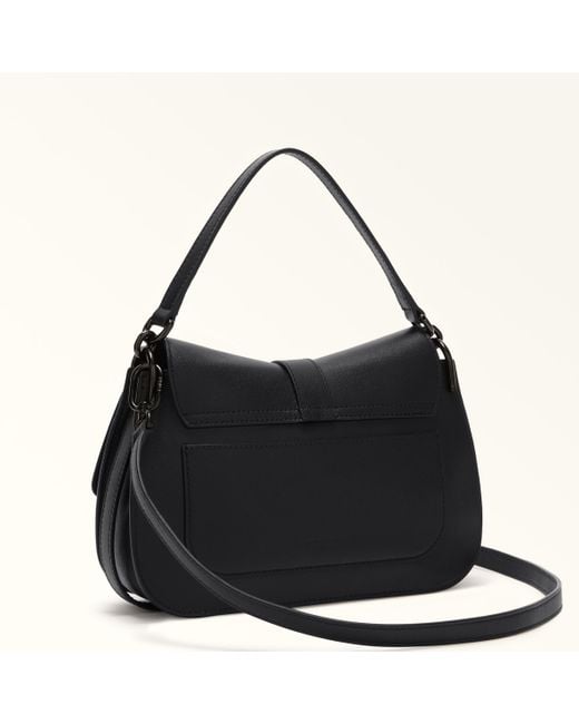 Furla Black Flow Top Handle Nero Claris Lux Calf Leather