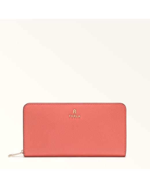 Furla Pink Camelia Zip Around Aperitivo Textured Leather