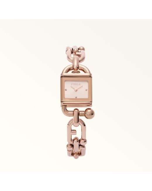 Furla Metallic Mianuvola Watch With Square Case Color Oro Rosa Metal