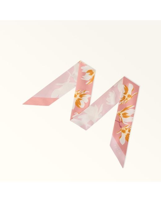 Furla Pink Metropolis Bandeau Rosewood Silk Twill With Little Magnolia Print