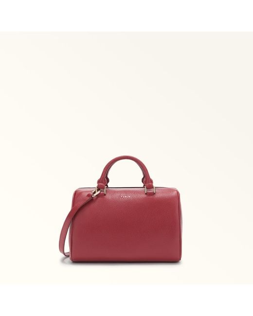Furla Red Mialissa Boston Bag Ciliegia D Grained Calf Leather