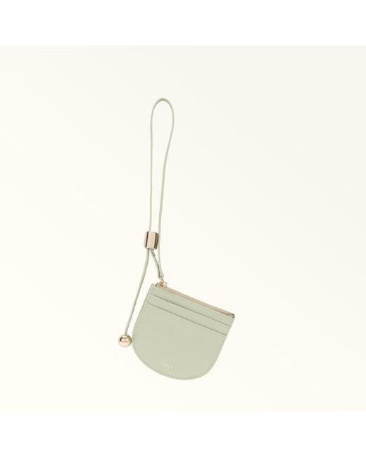 Furla Natural Laura Card Case Light Salvia Textured Leather