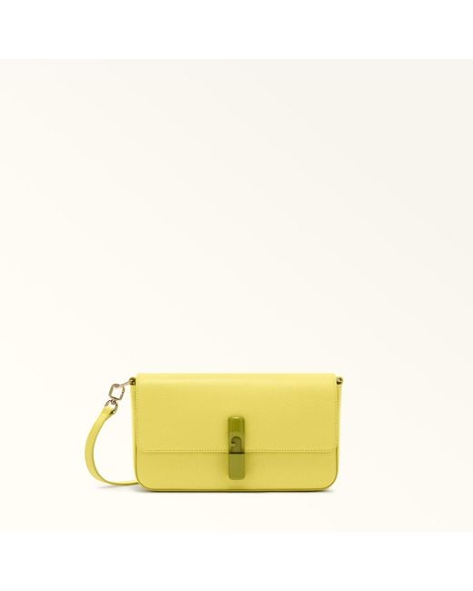 Furla Yellow Iride Crossbody M Textured Leather