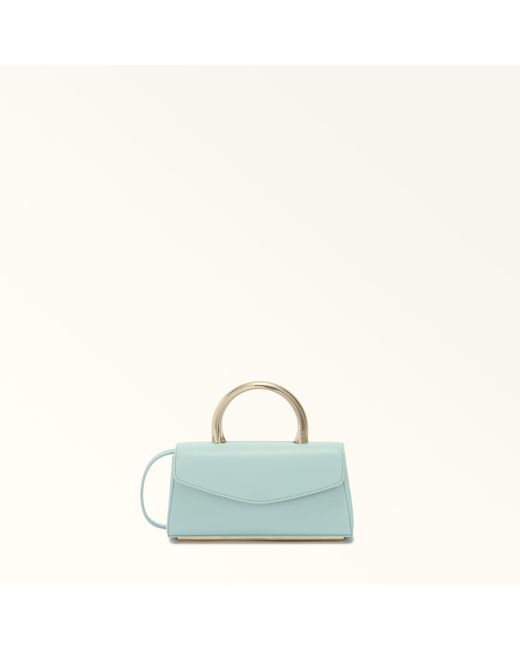 Furla Green Meridiana Mini Bag Acquamarina Sidney Calf Leather + Metal Handle