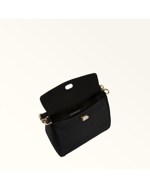 Furla Black Danae Shoulder Bag Nero Keria Grained Calf Leather