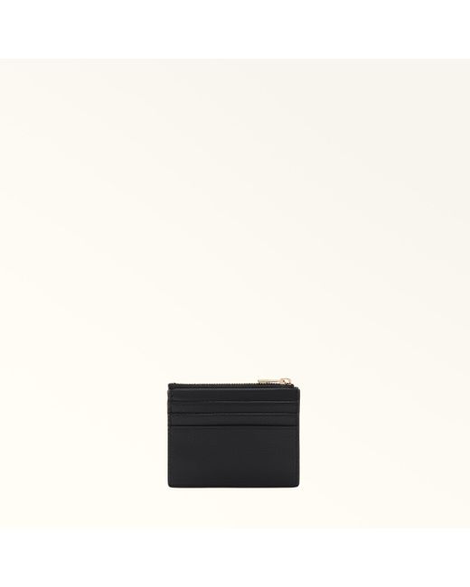 Furla Black Camelia Kartenetui Nero Strukturiertes Leder Damen