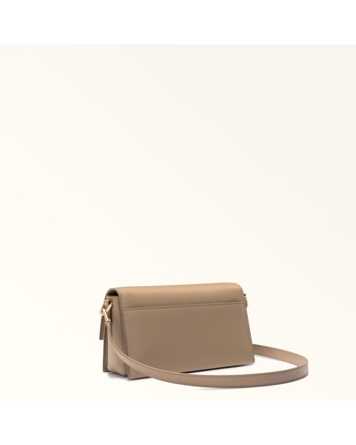 Furla Natural Eclisse Crossbody Taupe Sidney Calf Leather