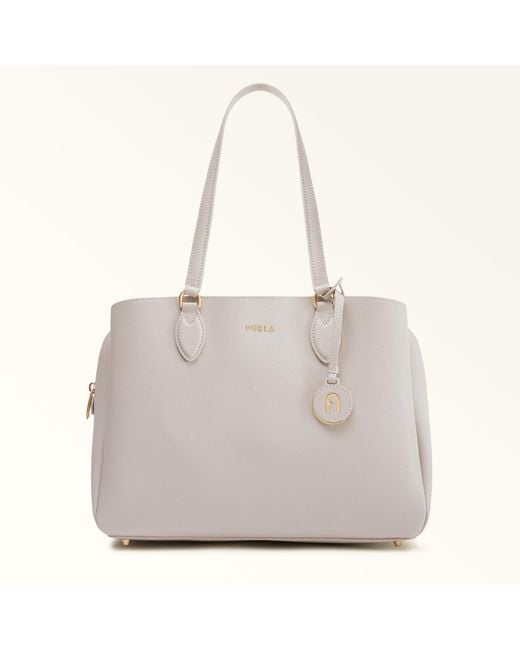 Furla Gray Minerva Tote Perla E Andromeda Calf Leather