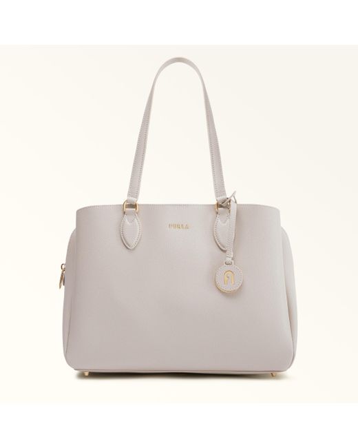 Furla Gray Minerva Tote Perla E Andromeda Calf Leather